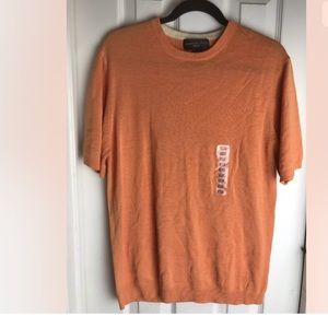 August Silk Orange Crew Neck Silk Blend Shirt M